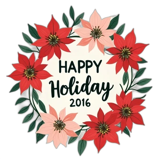 poinsettis, happy, holiday, message transparent PNG cut-out