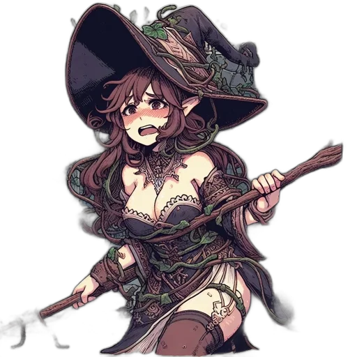 weapon, staff, hat, fantasy art transparent PNG cut-out