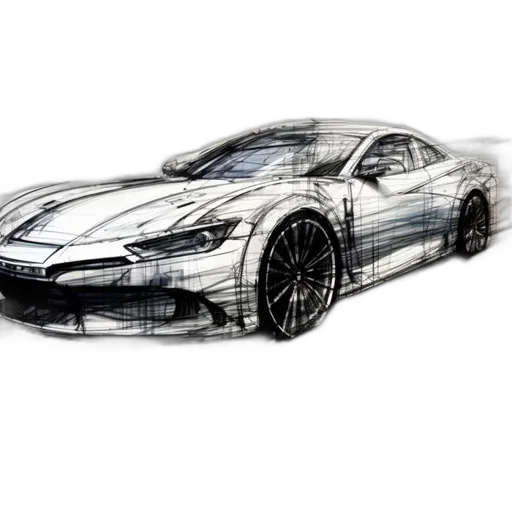 car, photorealistic, concept art, pencil sketch transparent PNG cut-out