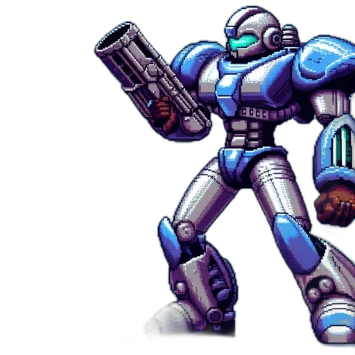 robot, weapon, pixel art, concept art transparent PNG cut-out
