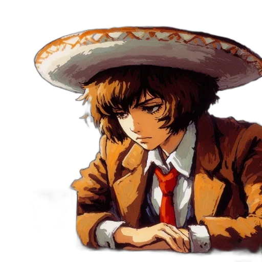hat, umbrella, jacket, staff transparent PNG cut-out