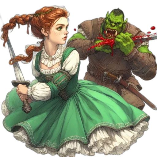 dress, staff, fantasy art, concept art transparent PNG cut-out