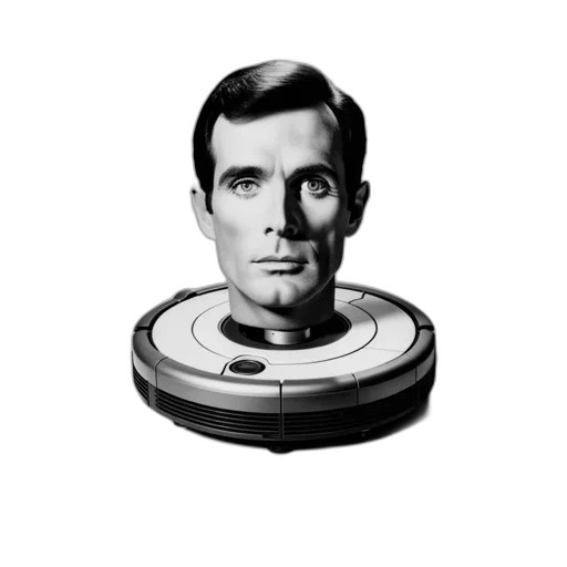 robot, face, staff, photorealistic transparent PNG cut-out