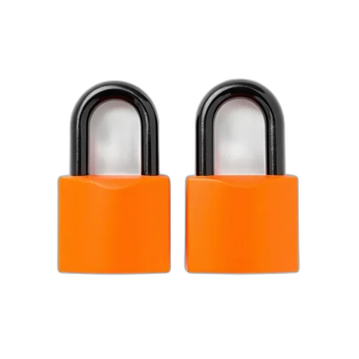 pair, orange, padlocks, black transparent PNG cut-out