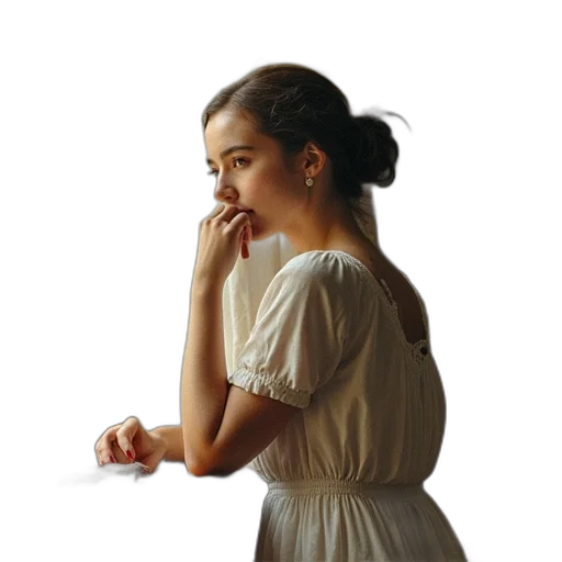 dress, jewelry, staff, face transparent PNG cut-out
