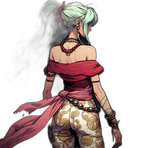dress, staff, weapon, mask transparent PNG cut-out