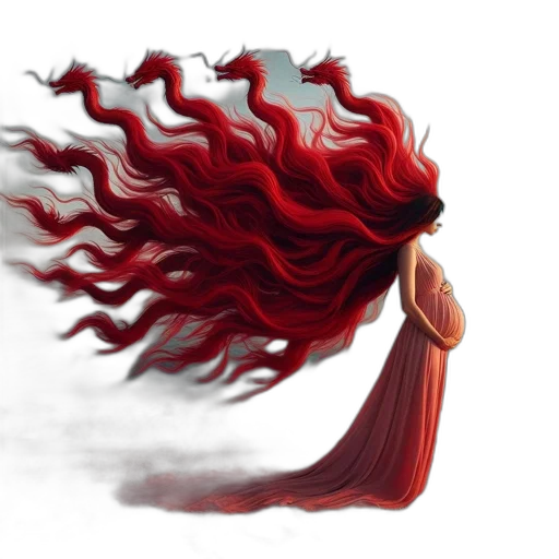 hair, dress, mask, dragon transparent PNG cut-out