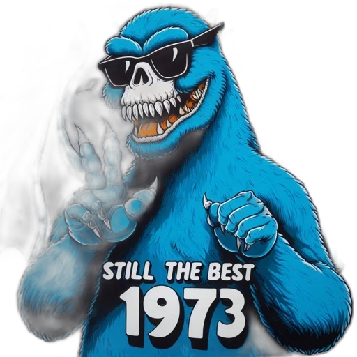 vaporwave, blue, large, monster-like transparent PNG cut-out
