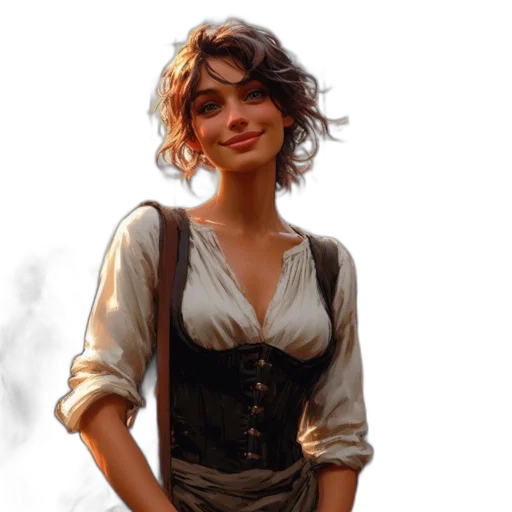 dress, face, oil painting, photorealistic transparent PNG cut-out