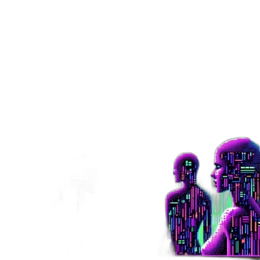 robot, staff, umbrella, vaporwave transparent PNG cut-out