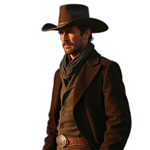 hat, jacket, staff, weapon transparent PNG cut-out