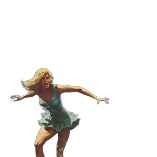dress, creature, staff, hair transparent PNG cut-out