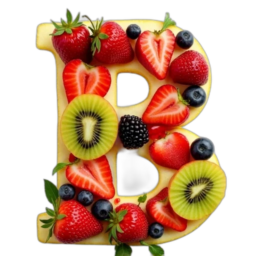 food, alphabet, fruit, shaped transparent PNG cut-out