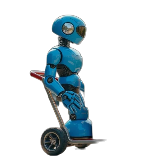robot, 3d render, concept art, blue transparent PNG cut-out