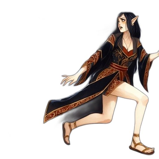 dress, staff, fantasy art, concept art transparent PNG cut-out