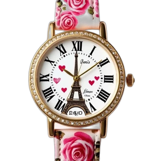 jewelry, gold, wristwatch, pink transparent PNG cut-out