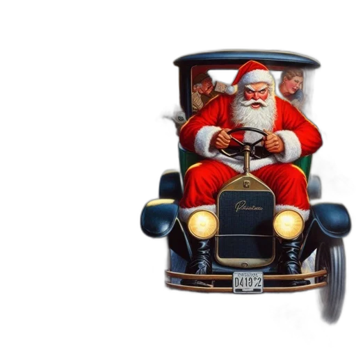 car, 3d render, santa, claus transparent PNG cut-out