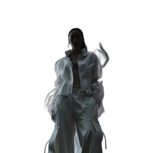 dress, jacket, creature, staff transparent PNG cut-out