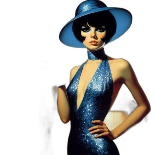 dress, hat, blue, woman transparent PNG cut-out