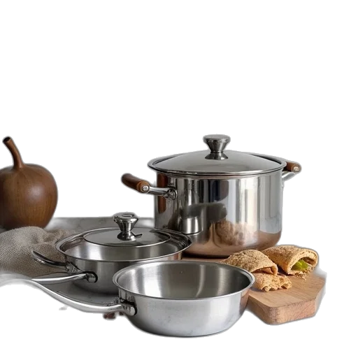 food, 3d render, earth tones, stainless transparent PNG cut-out