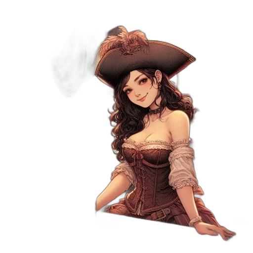 hat, dress, staff, fantasy art transparent PNG cut-out