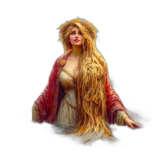 dress, hair, crown, fantasy art transparent PNG cut-out