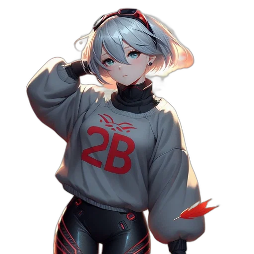 jacket, robot, staff, weapon transparent PNG cut-out