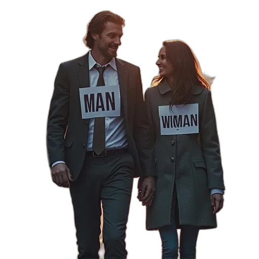jacket, concept art, man, woman transparent PNG cut-out