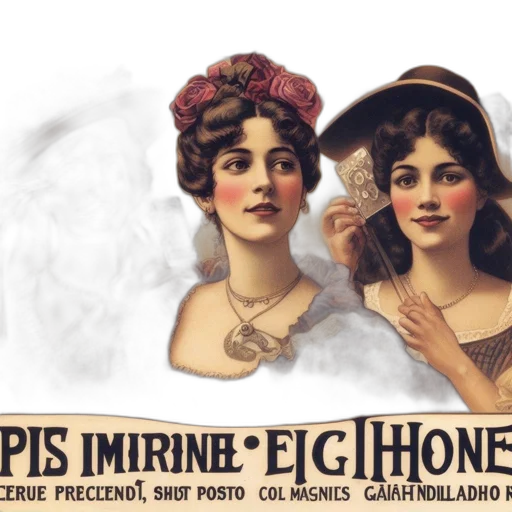 antique, advertisement, portrays, three transparent PNG cut-out