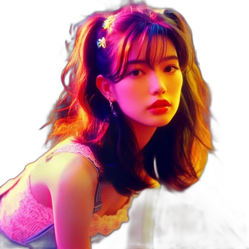 face, photorealistic, anime, vaporwave transparent PNG cut-out