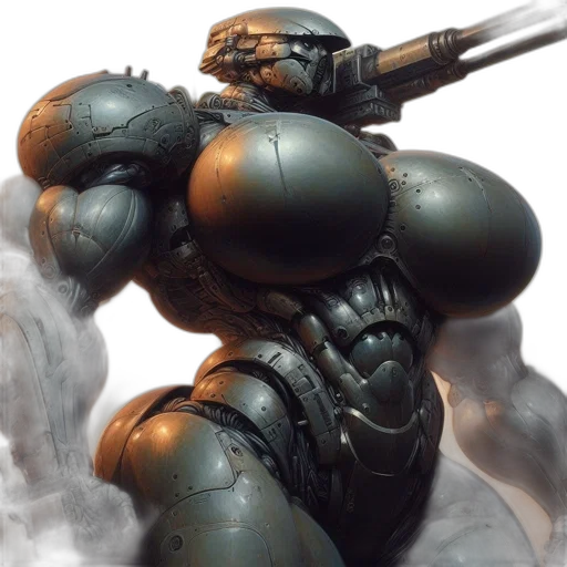 robot, weapon, concept art, 3d render transparent PNG cut-out