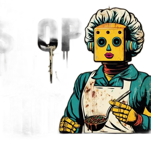 robot, food, mask, staff transparent PNG cut-out