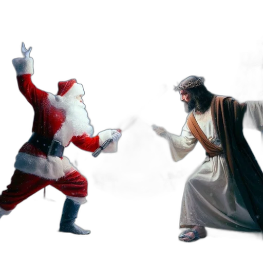 concept art, snowy, landscape, santa-like transparent PNG cut-out