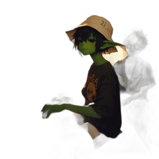 hat, mask, creature, staff transparent PNG cut-out