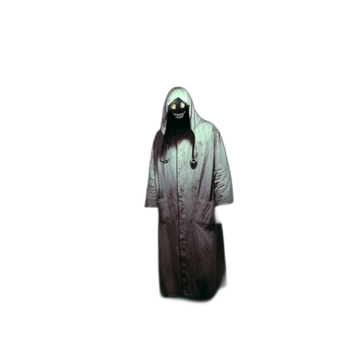 creature, mask, jacket, staff transparent PNG cut-out