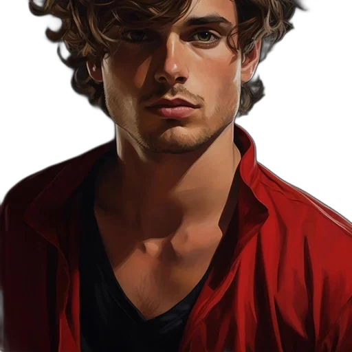 face, jacket, hair, staff transparent PNG cut-out