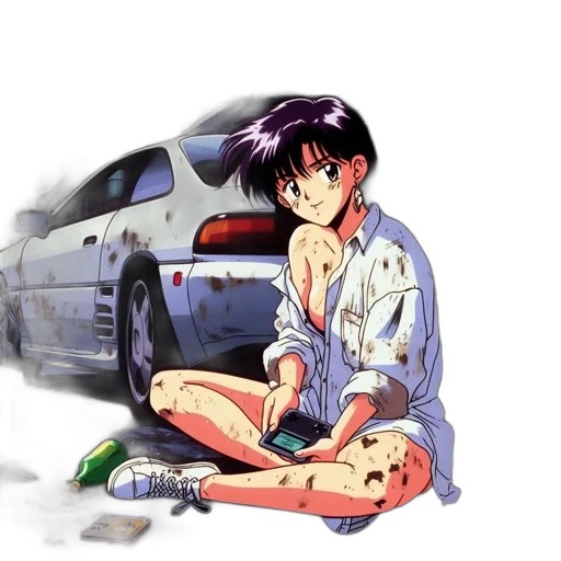 car, vaporwave, anime, concept art transparent PNG cut-out