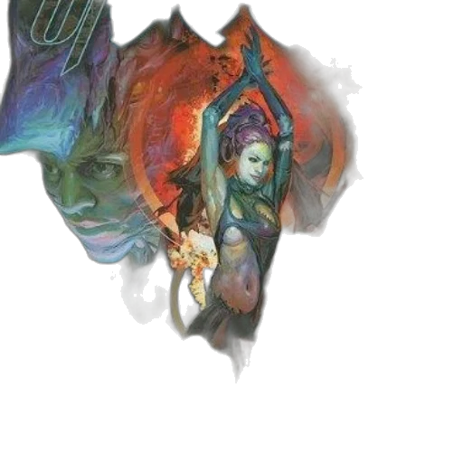 dragon, staff, weapon, mask transparent PNG cut-out