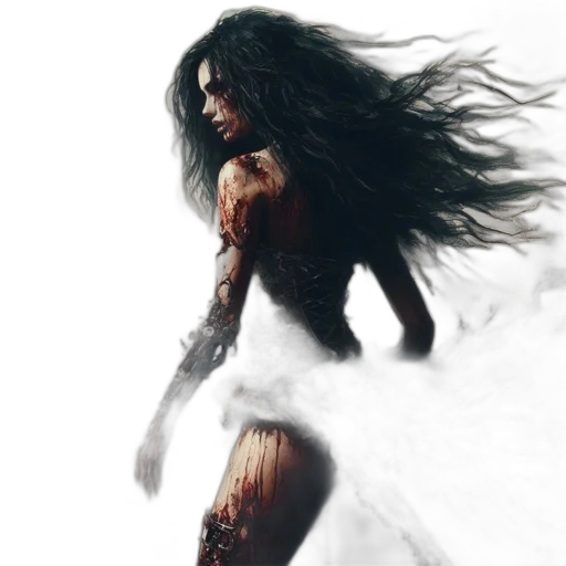 dress, hair, creature, fantasy art transparent PNG cut-out
