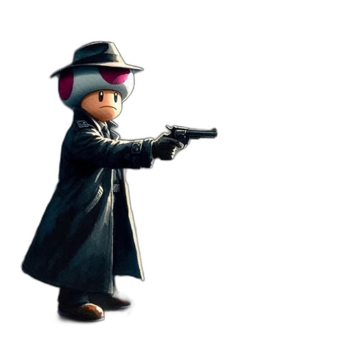 weapon, jacket, staff, hat transparent PNG cut-out