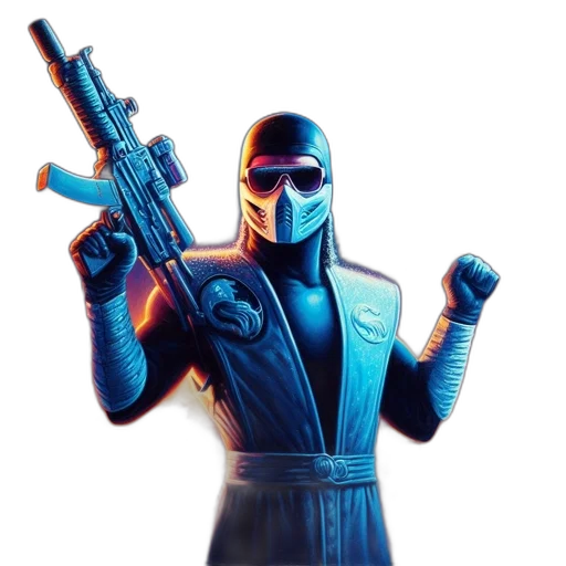 weapon, robot, mask, jacket transparent PNG cut-out