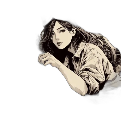 jacket, face, comic book art, photorealistic transparent PNG cut-out