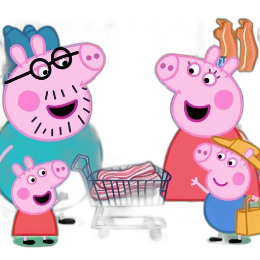 cartoon, peppa, pig, five transparent PNG cut-out