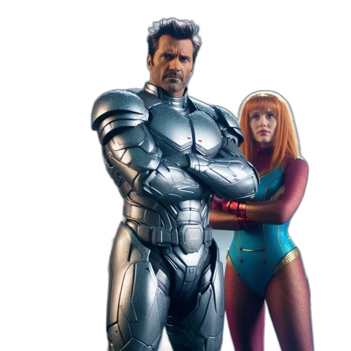 comic book art, concept art, 3d render, two transparent PNG cut-out