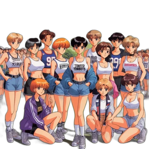 vaporwave, anime, concept art, pixel art transparent PNG cut-out