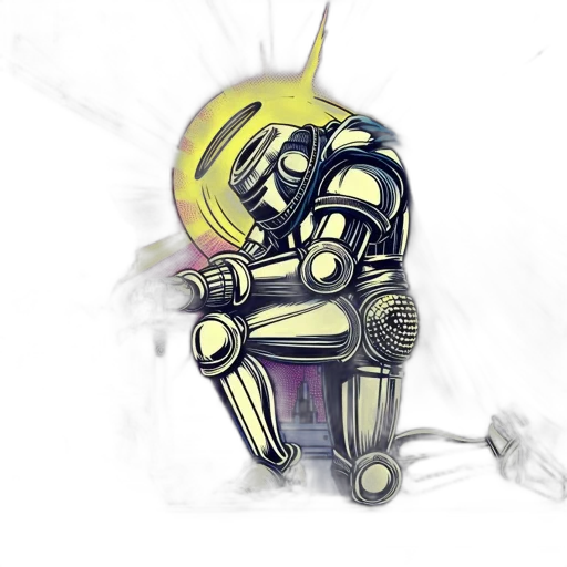 robot, mask, weapon, staff transparent PNG cut-out