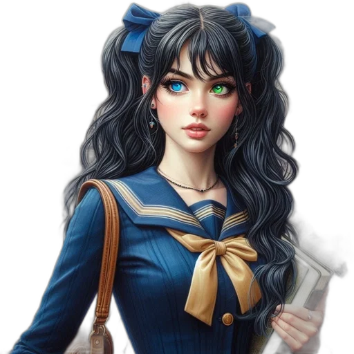 face, staff, dress, fantasy art transparent PNG cut-out