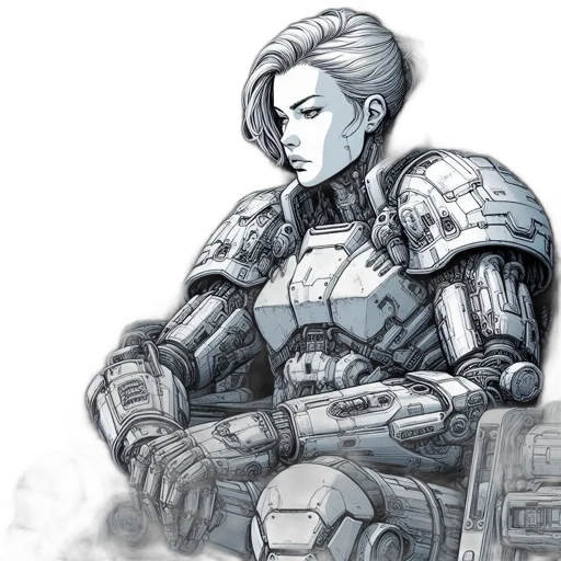 jacket, robot, face, weapon transparent PNG cut-out