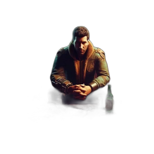 jacket, weapon, face, creature transparent PNG cut-out