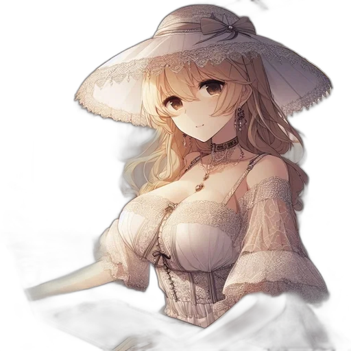 dress, hat, staff, weapon transparent PNG cut-out